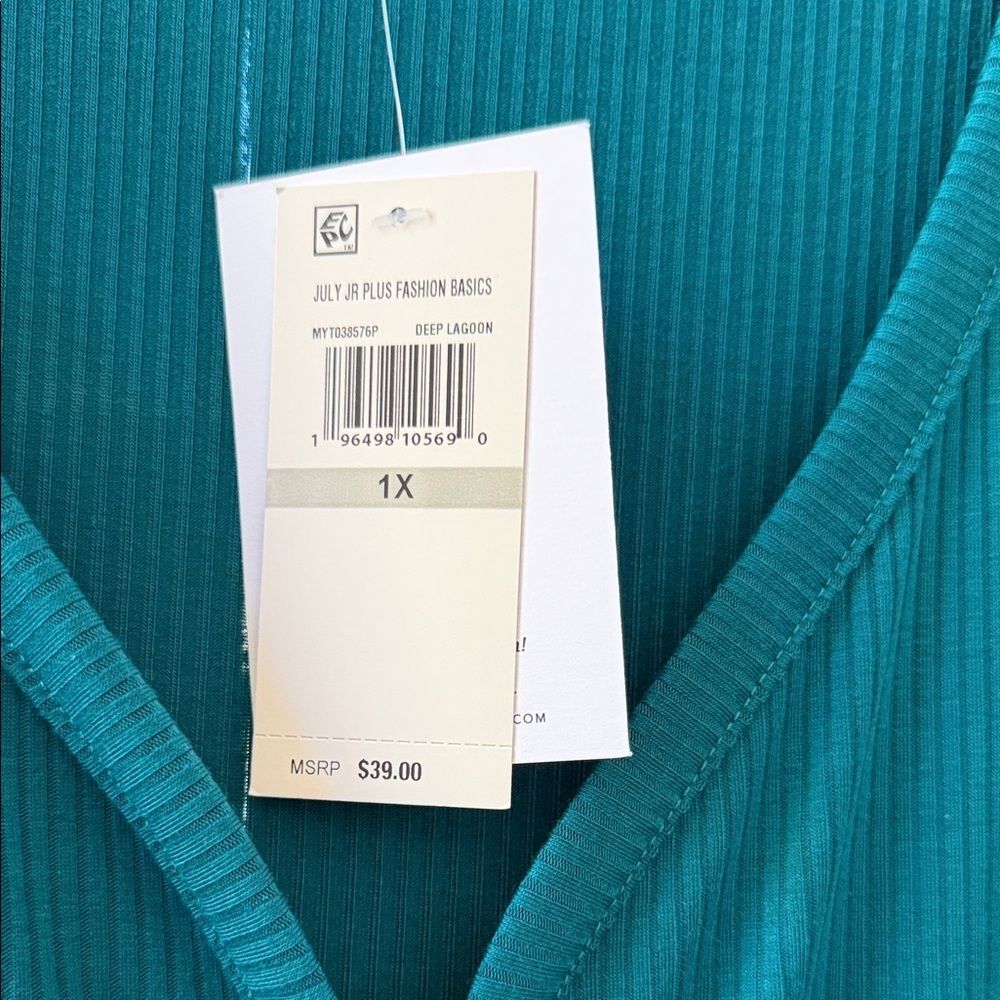love, Fire Teal V-Neck Long Sleeve Top - Picture 2 of 4
